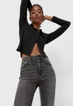 Stradivarius Mit Hohem Bund - Jean Slim - Dark Grey -Femmes Vêtements Boutique 291eb73e1729421bb435bfd41d74185c